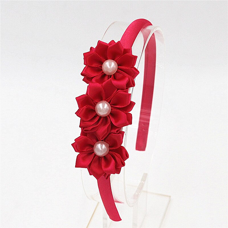 Hairband Pearl Flower Hair Accessories Hairbands beautiful hair hoop hair Princess Headbands Girls Hair Accessories: Rose Red