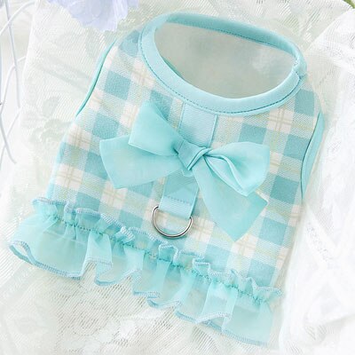 Falda de tul a la para perro y gato, ropa con pajarita, vestido de princesa para niñas, arnés sin tirones, chaleco para perros pequeños y medianos, Chihuahua y PUG: Azul / S
