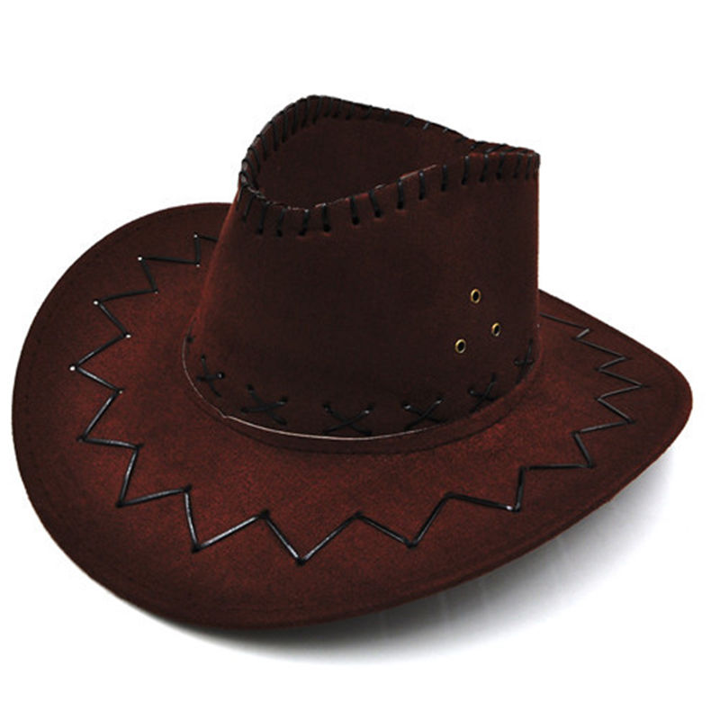 1 Uds. Sombrero de Sol de cuero de imitación sombrero de vaquero hombres y mujeres gorras de viaje gorras del oeste de Chapeu Cowboy