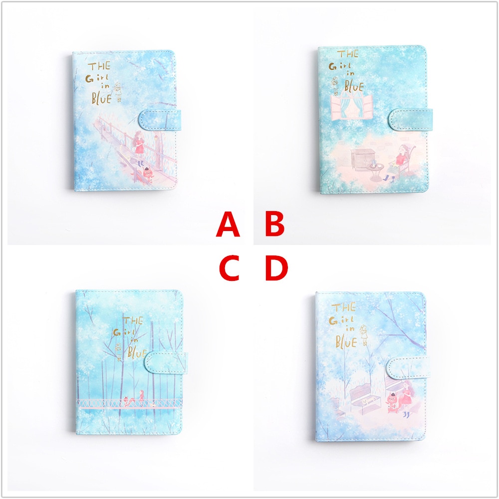 "Girl in Blue" Faux Leather Soft Cover Cute Diary Journal Notebook Notepad Beautiful Girls Planner Agenda