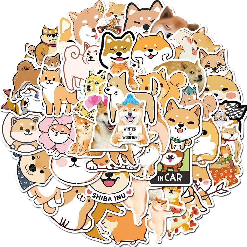 50pcs Corgi Pembroke Cartoon Stickers Cute Animals Dog For Moto Car & Suitcase Cool Laptop Stickers Skateboard Sticker