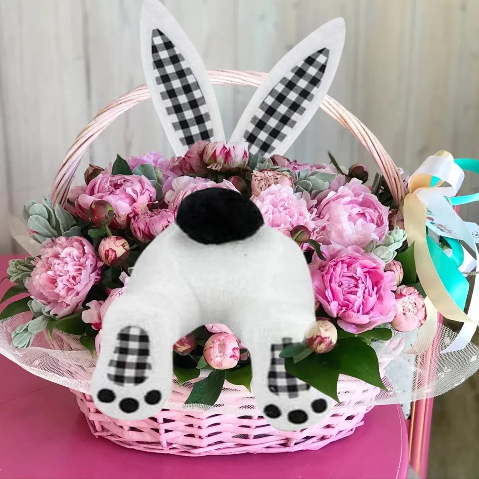Rabbit Wreath Decoration Easter Bunny Butt Wreath Kit Door Decorations Easter Spring Outdoor Hanging Easter Home Decorations