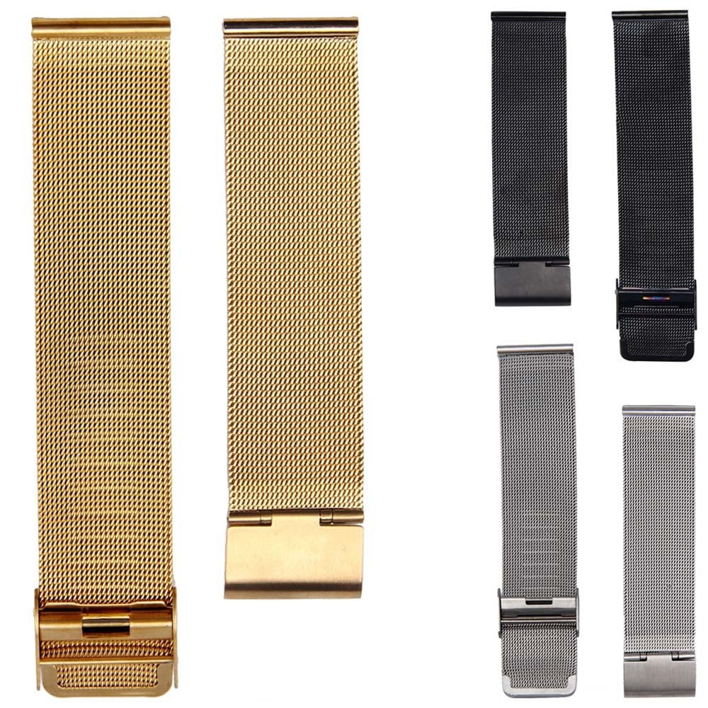 Bracelet de montre-Bracelet milanais de Bracelet de montre 22mm argent noir or Bracelet de remplacement de Bracelet de montre en acier inoxydable
