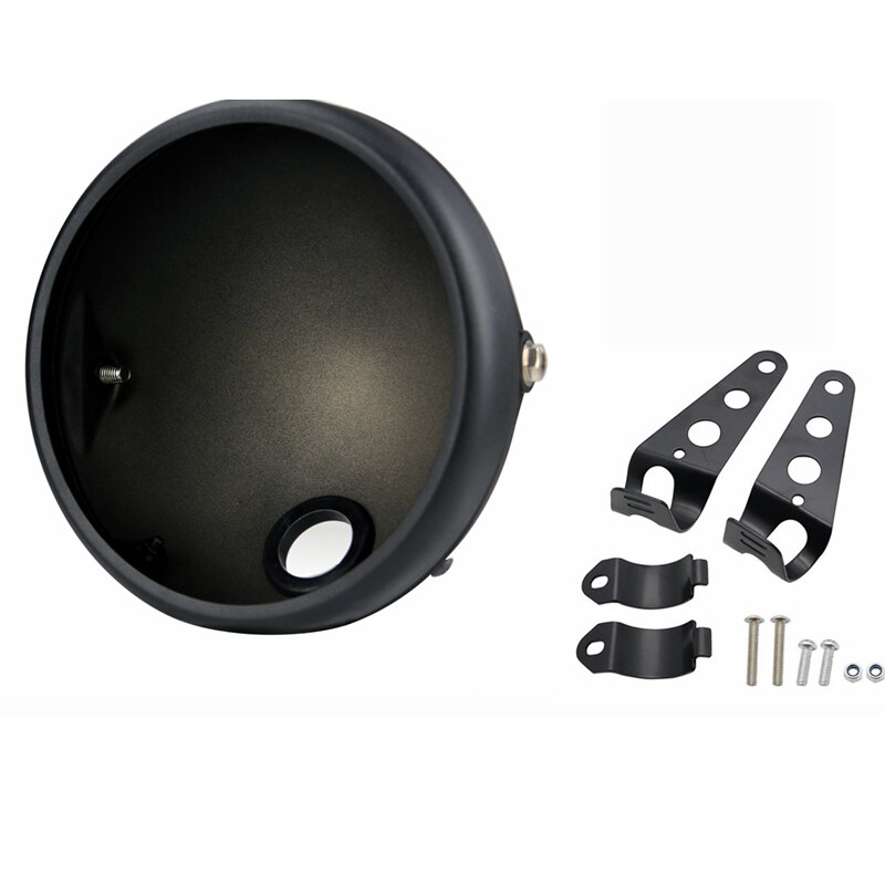 Universal 7" Led Car Motorcycle Headlight Shells 7 inch led Light Housing Bucket For KAWASAKI Honda Yamaha Chopper Cafe Racer: Matt Black Set