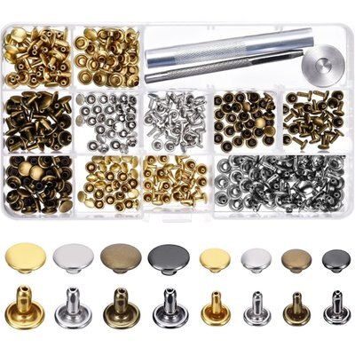 Grommet Tool Kit Grommet Setting Tool 100 Sets Metal Grommets Eyelets 10mm Inside Diameter for Clothes Leather Canvas: 240 Set 2 Size
