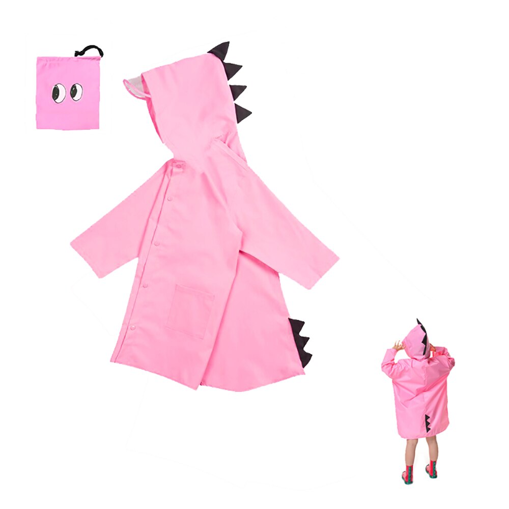 Cartoon Dinosaurs Unisex Hooded Waterproof Raincoat for Boys Girls Breathable Rainsuit Rainwear Outdoor Rain-proof Jacket Kid: pink / XXL