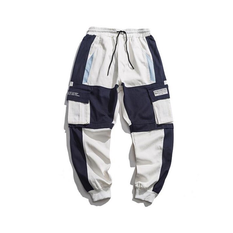 Heren cargo harembroek met meerdere zakken hiphop casual heren trainingsbroek joggingbroeken broeken harajuku hipster streetwear broeken: Wit / Ik