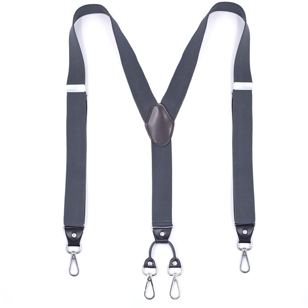Heavy Duty Bretels Met Swivel Haken Voor Mannen Werken Jeans Y Terug Grote En Lange Verstelbare Elastische Broek Bretels Riem loop Band: 4 Hooks Grey