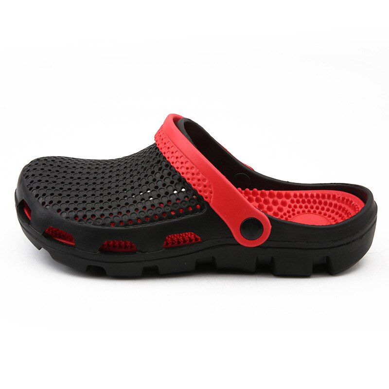 Mannen Strand Slippers Zomer Sport Klomp Strand Schoenen Tuin Ademend Comfort Sandalen Slip Op Casual Water Schoenen: Red Black / 11