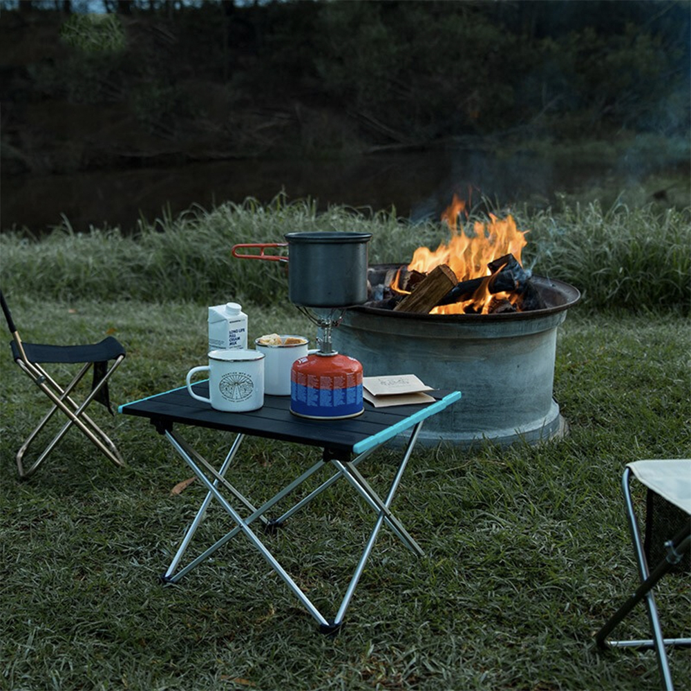 Aluminium sammenfoldeligt campingbord letvægts bærbart lejrbord sammenfoldeligt sammenklappeligt picnicbord i en taske udendørs campingmøbler