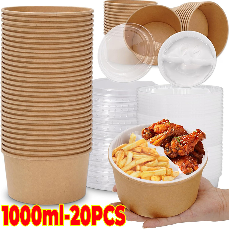 10/20 szt. Jednorazowe pudełka na obiad kraft, pojemniki na owoce i sałatki, szybkie opakowania na jedzenie z pokrywką na imprezy i kemping: Niebieski