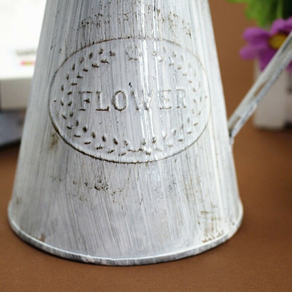 Pichet en métal de Style Vintage français, Shabby Chic, Vase à fleurs en Zinc rustique
