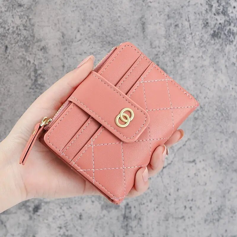 Women Wallets PU Leather Female Purse Mini Multi-Cards Holder Coin Short Wallets Slim Small Wallet Zipper Carteras Para Mujeres: Pink