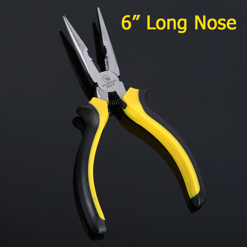 Aubon elektriker tang ledning kabel kutter rørleggerarbeid lang nese/ flat nese/ diagonal tang 6 &quot; / 8 &quot; lengde 1 stk: Lang nese 6 tommer
