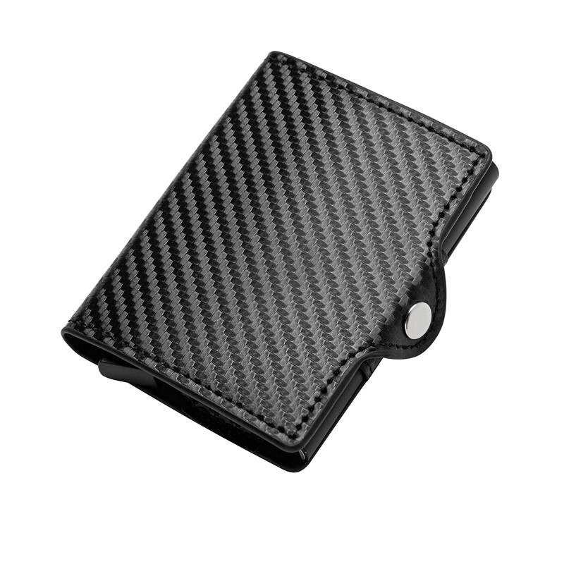 Zovyvol Mannen En Vrouwen Rfid Blocking Business Pu Leather Credit Card Holder Button Smart Portemonnee Zippe Purse: YMS698 Carbon Black