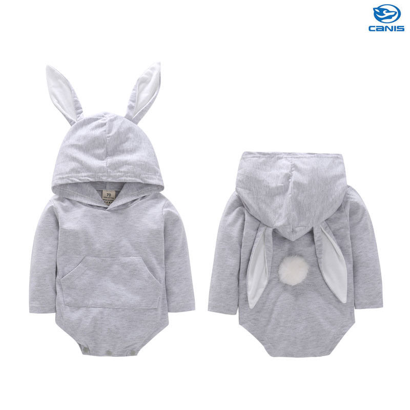 Zomer Pasgeboren Baby Kdis Meisje Jongen Hooded Bodysuit Jumpsuit Casual Kleding Pasen Outfits