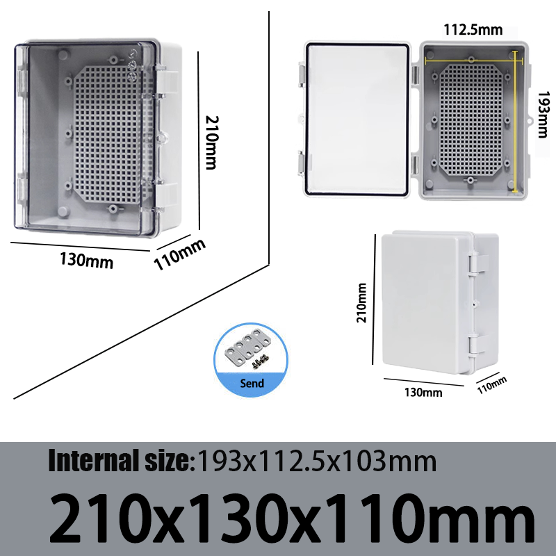 Caja de sellado electrónico impermeable para exteriores, carcasas ABS de distribución de cubierta gris/transparente IP66 con hebilla, caja de conexiones de plástico: 4XL / Lavanda
