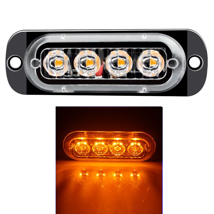 6LED 4LED luz de advertencia de coche luz de avería de parrilla coche camión remolque baliza lámpara LED luz lateral ámbar 12V - 24V: Beige / Cristal azul
