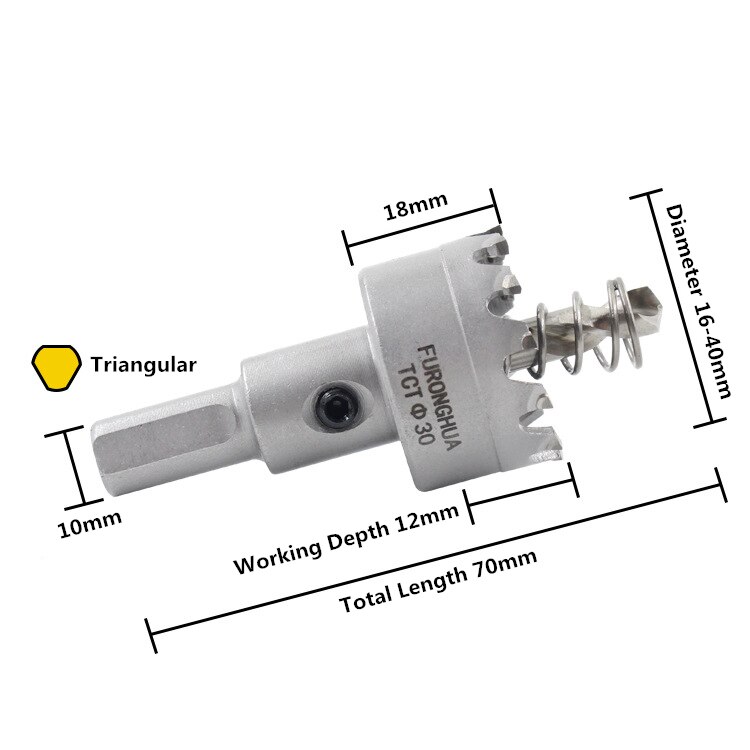 1pcs 16mm-40mm Tungsten Steel Carbide Tipped TCT Drill Bit Metal Cutter Core Hole Saw Metalworking Tool Kit