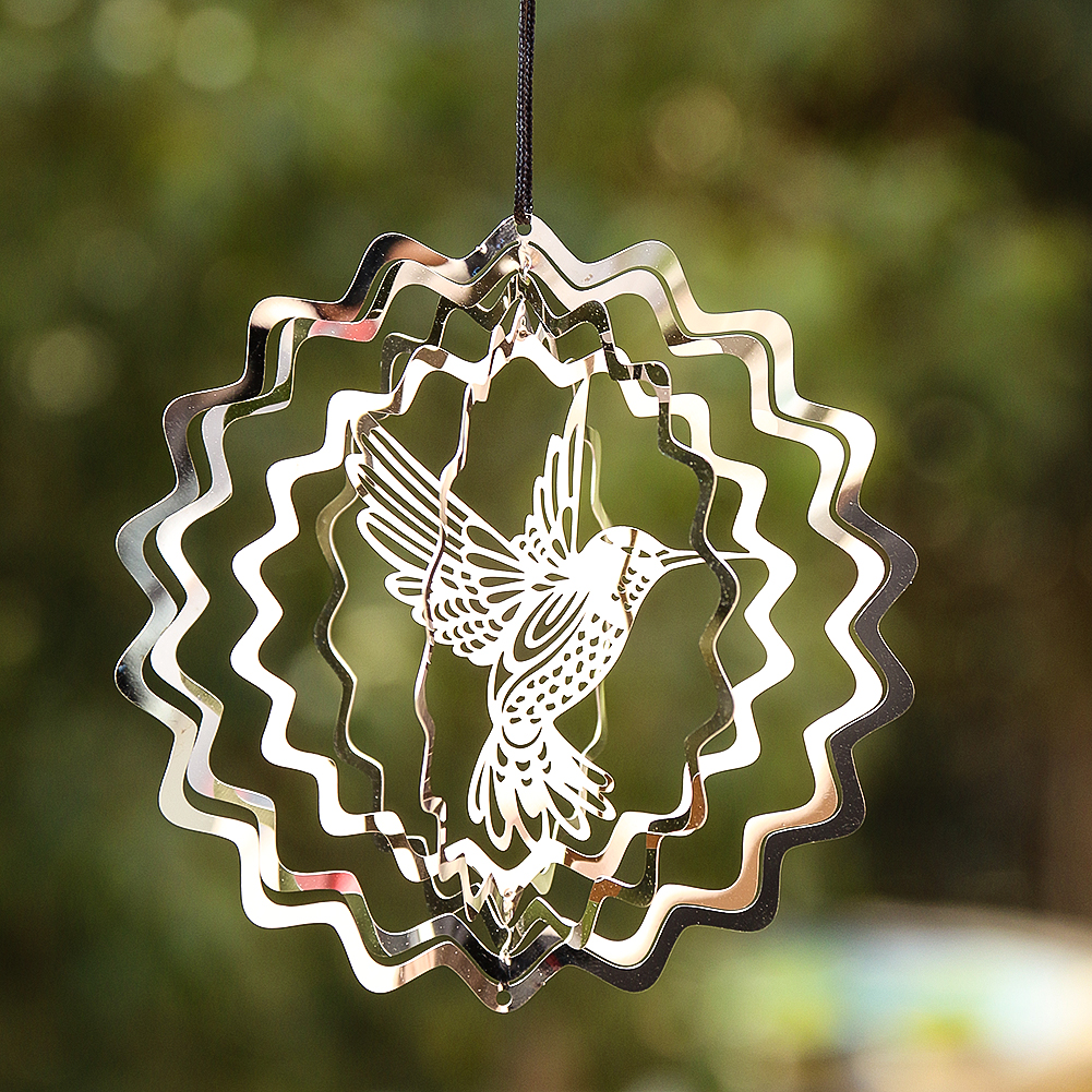 Atrapasueños giratorio de viento de árbol de la vida, colgante giratorio 3D, efecto de luz fluida, de reflejo de espejo, decoración colgante para exteriores de jardín