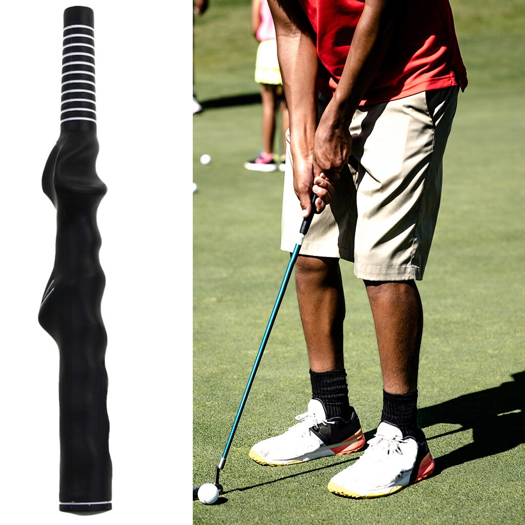 Golf Training Grip Right Left Hand Swing Practice Tool Breathable Club Proper: Black 14.73mm Left