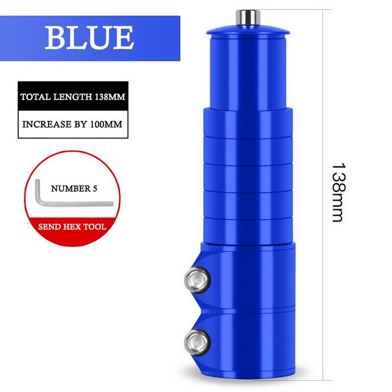 Mountain Bike Bicycle Fork Stem Extender Handlebar Bike Neck Front Fork Lift Head Tube Extender Accessories Universal: blue