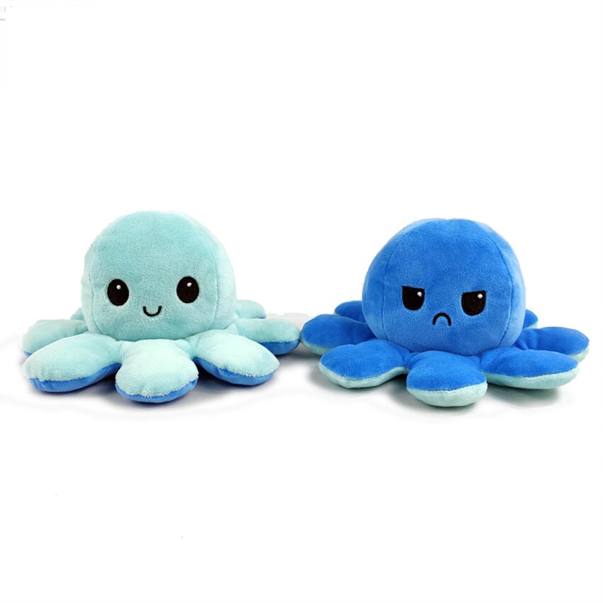 Double Sided Stuffed Flip Octopus Plush Doll Soft Simulation Plush Toy Color Doll Filled Plush Child Toy: Blue light blue