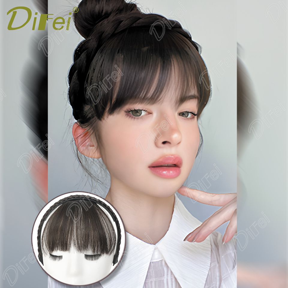Headband Bangs One Wig Synthetic Wig Black Headband Style with Straight Bangs Hair Suitable for Women Autumn Festival Daily Wear: T1B/PURPLE