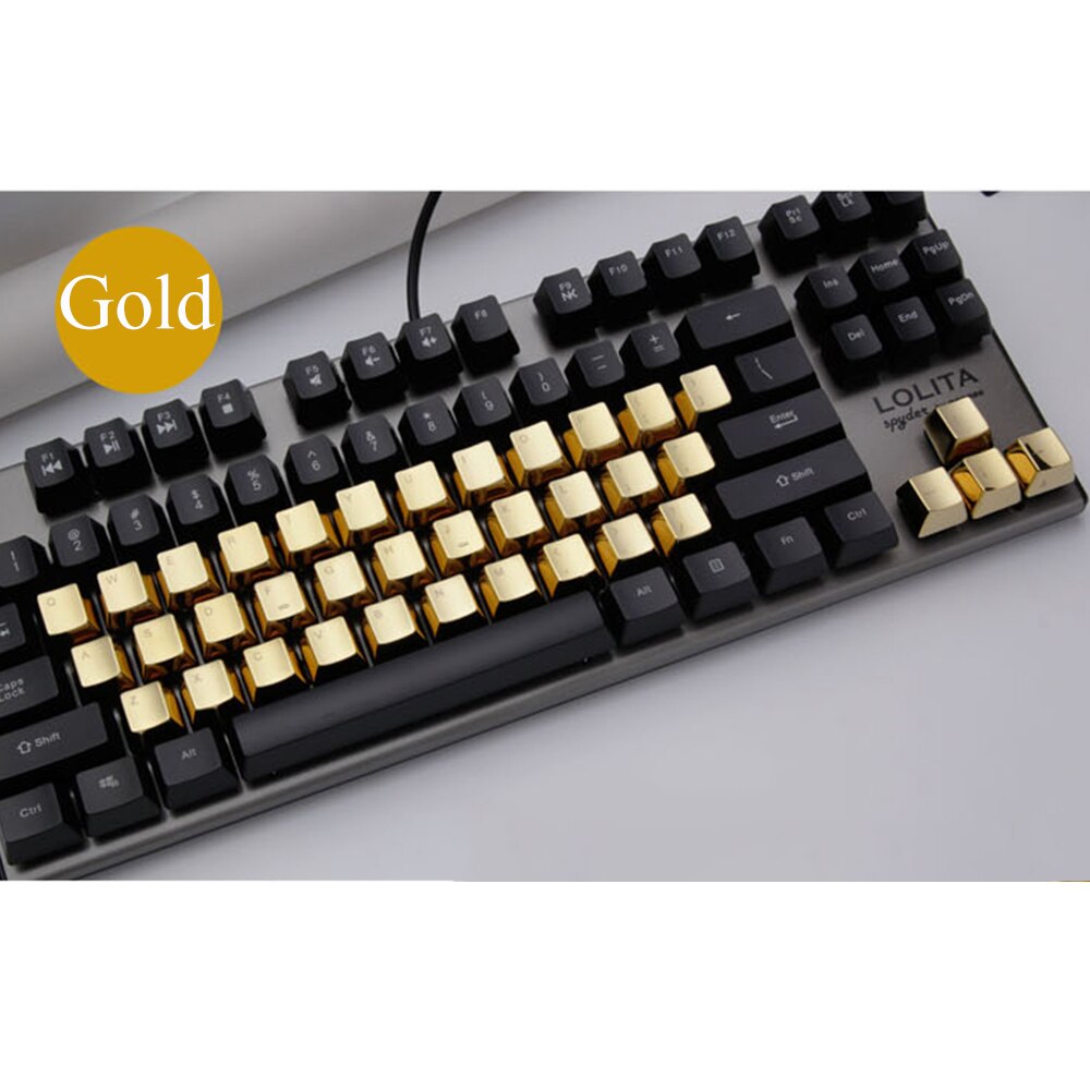 OEM Profil Silver Color Mechanical Keyboard 37 Key Metal Key Caps For Cherry MX Switch Keyboard Zinc Alloy Keycaps