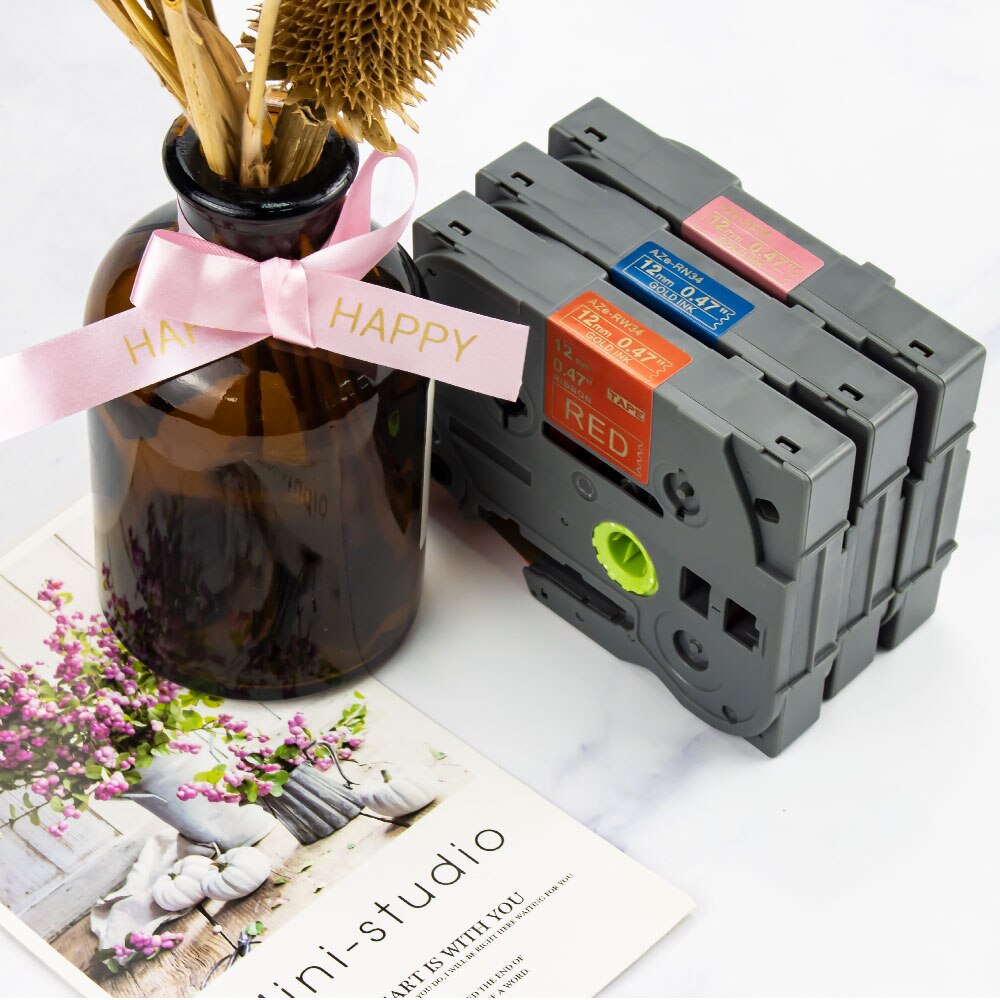 5PK satyna taśma wstążkowa dla brata upiększyć taśma RE34 RN34 R234 RW34 R231 12mm dla brata PT drukarka etykiet PT-H110 PTE100 D600