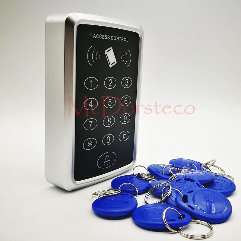 Standalone Access Controller with 10pcs EM keychains RFID Access Control Keypad digital panel Card Reader For Door Lock System: Blue Keyfobs
