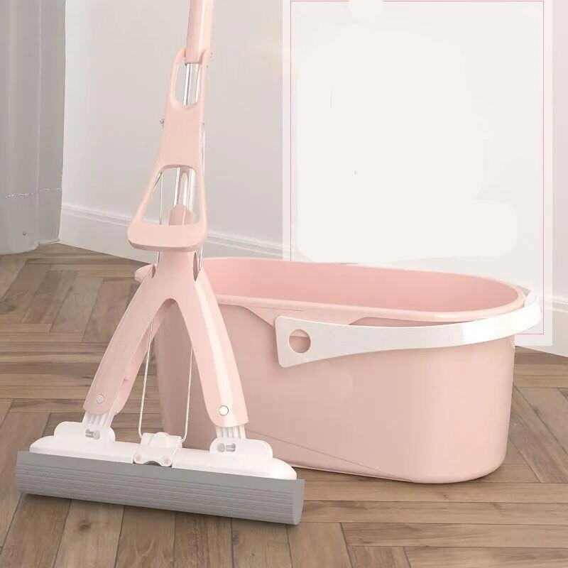 Spons Mop Huishoudelijke Gratis Hand Wassen Halve Vouw Geperst Water Lijm Katoen Mop Grote Luie Badkamer Absorberende Mop Staaf stoom Mop