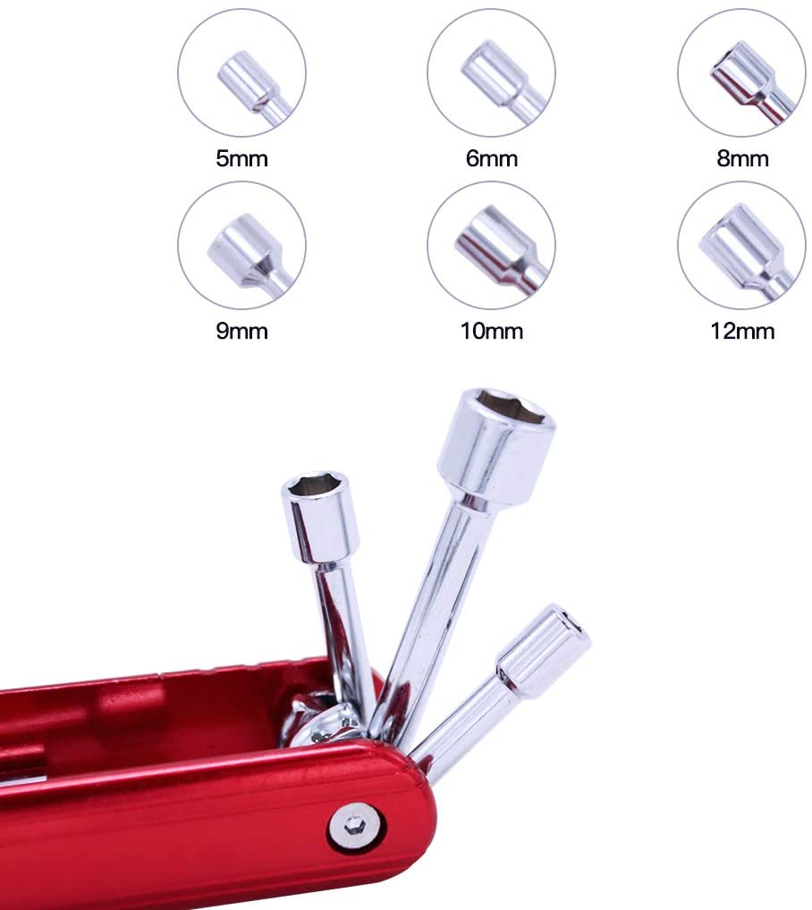 6 in 1 Folding Nut Driver Set Aluminum Alloy Handle Portable Nut Drivers Durable CR-V Construction