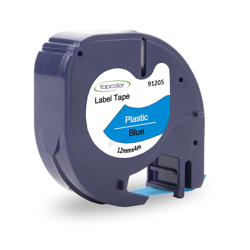 Label Maker Tape - 12mm x 4m - Black on Blue - for Dymo LetraTag LT-100H - Plastic