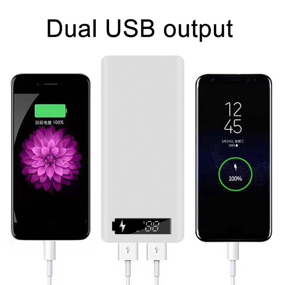 Portable Dual USB DIY Powerbank Case 6x18650 Battery LED Light Charging Digital Display Power Bank Shell Kit External Charger