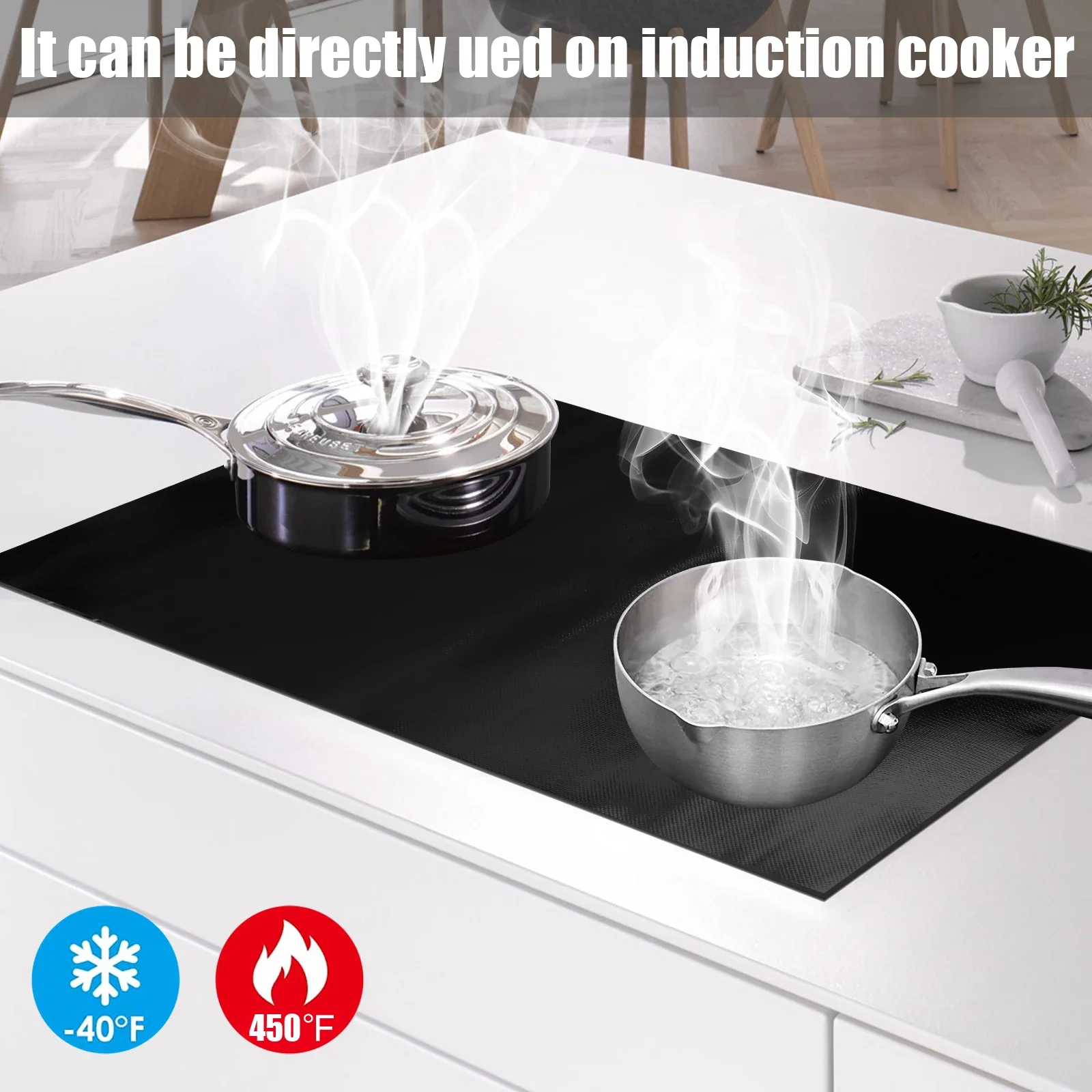 Induction Hob Protector Mat Large Silicone Induction Cooktop Scratch Cover Thickened Nonstick Heat Resistant Countertop Mat