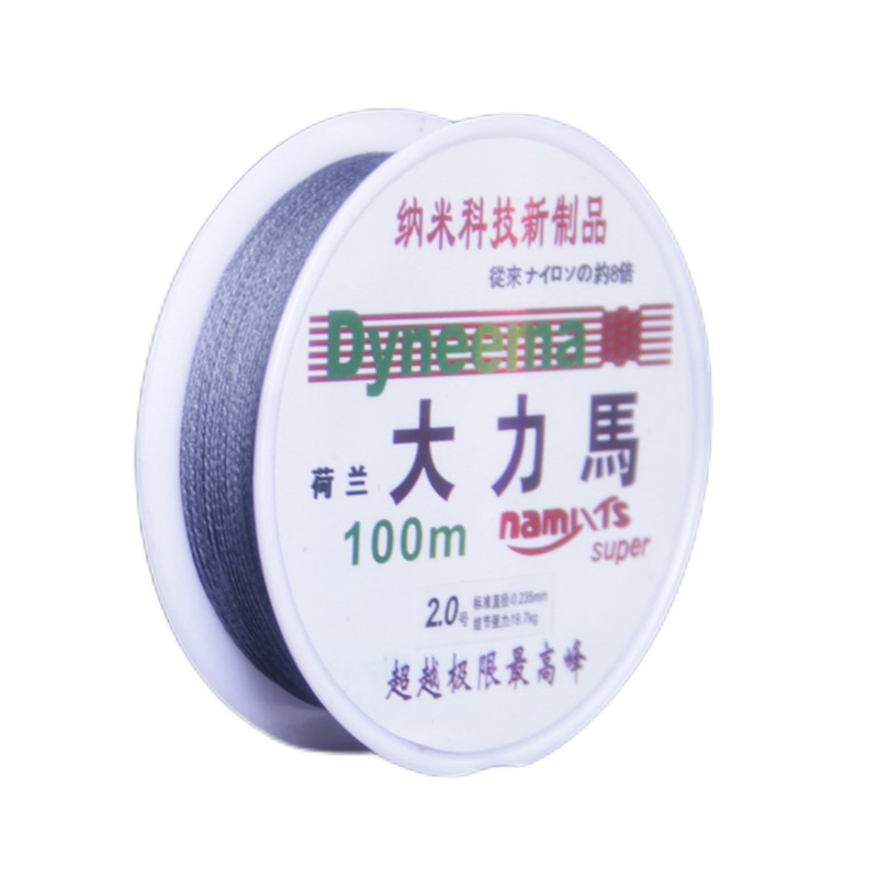 100 M Dyneema Fishing Line Gray 4 Strands Super Strong Braided Line Multifilament Anti-Bite 10LB-88LB