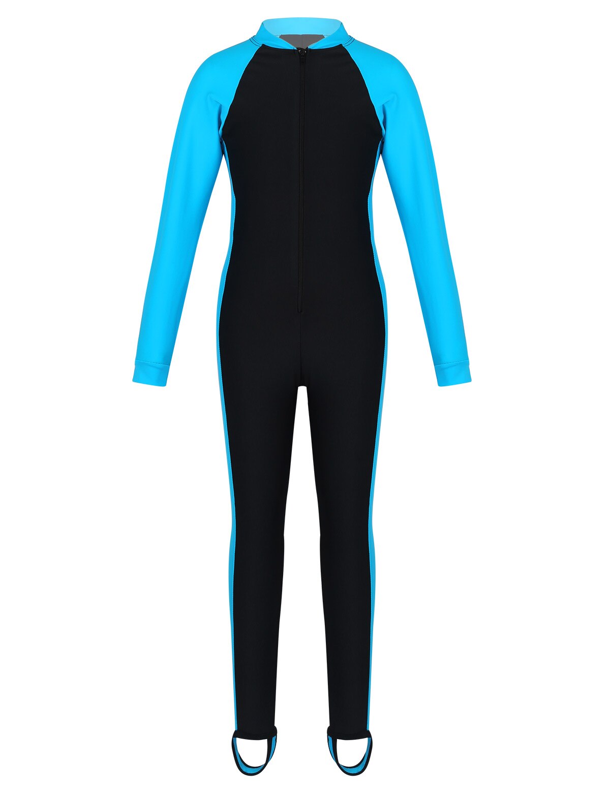 Childrens Swimwear Wetsuits Kids Girls Boys Foot Stirrups Long Sleeves Rash Guards Wetsuit for Water Sports Child Bathing Suit: Lake Blue / XL