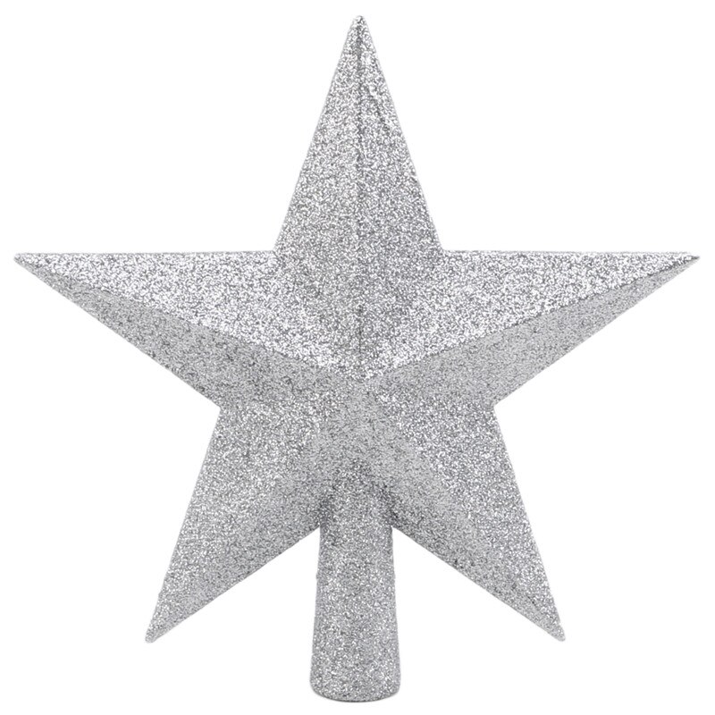 15 cm 5 vinkel plast juletræ top stjerne fem-spids stjerne vedhæng juletræ toppers til jul fest dekoration: Sølv 20cm