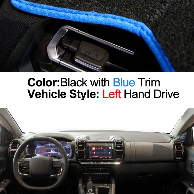 Auto Auto Inner Dashboard Cover Voor Citroen C5 Aircross Center Console Protector Tapijt Dashmat Verminderen Zon: Blue LHD