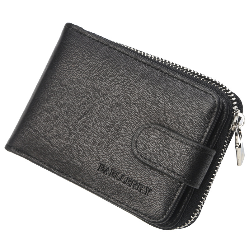 Nouvelle Dollars hommes portefeuilles hommes porte-monnaie porte-cartes petit portefeuille à fermeture éclair Multi poches sac à main pour hommes sacs à main: Black