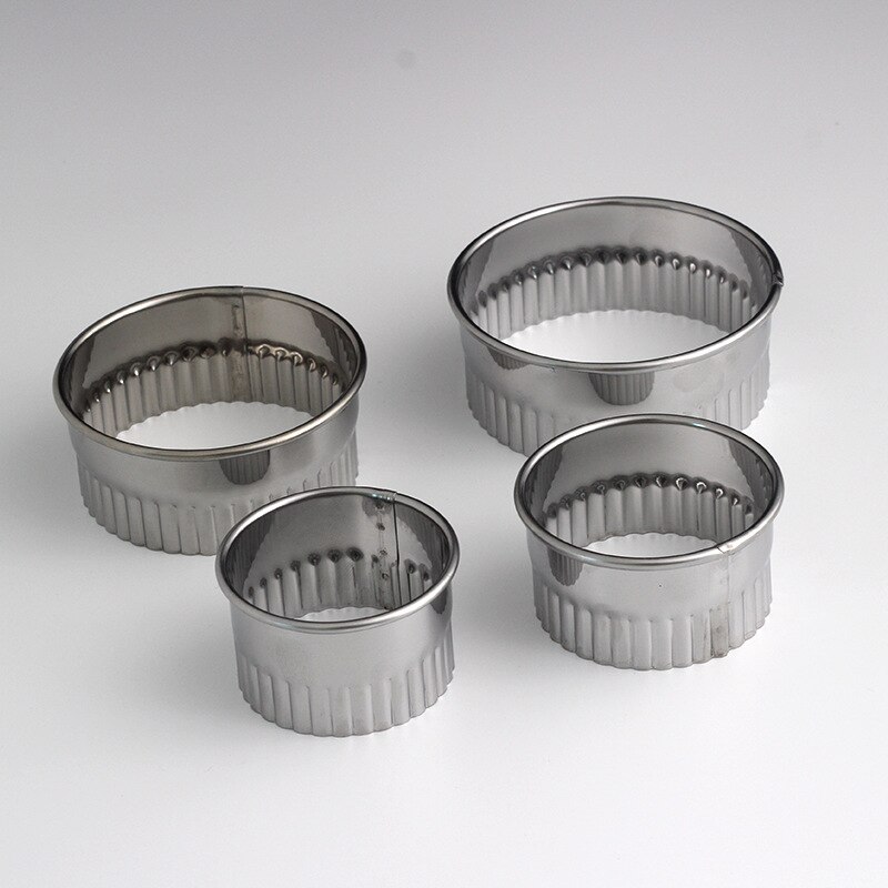 14/11/7 pcs Round Cookie Biscuit Cutter Set Circle Pastry Mold Forms for Donut and Scone Making Mold Form Fondant Tools: 4PCS flower