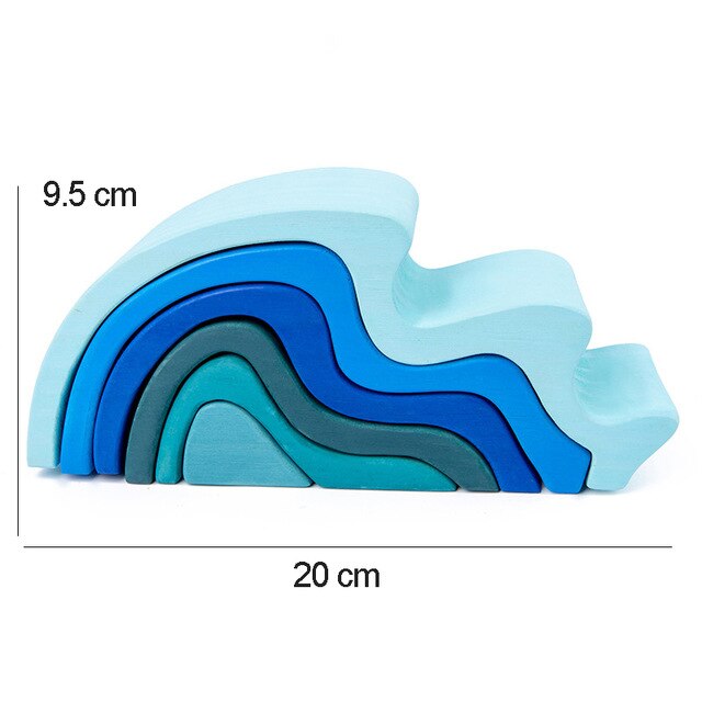 Baby Toys Wooden Blocks Rainbow Stacker Toys For Kids Rainbow Building Blocks Educational Toys For Children: Ocean waves