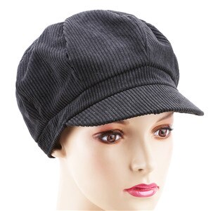 Gorra de pana estilo intelectual Retro para mujer, gorro con Cierre trasero, accesorios de sombrero de ocio,: Black