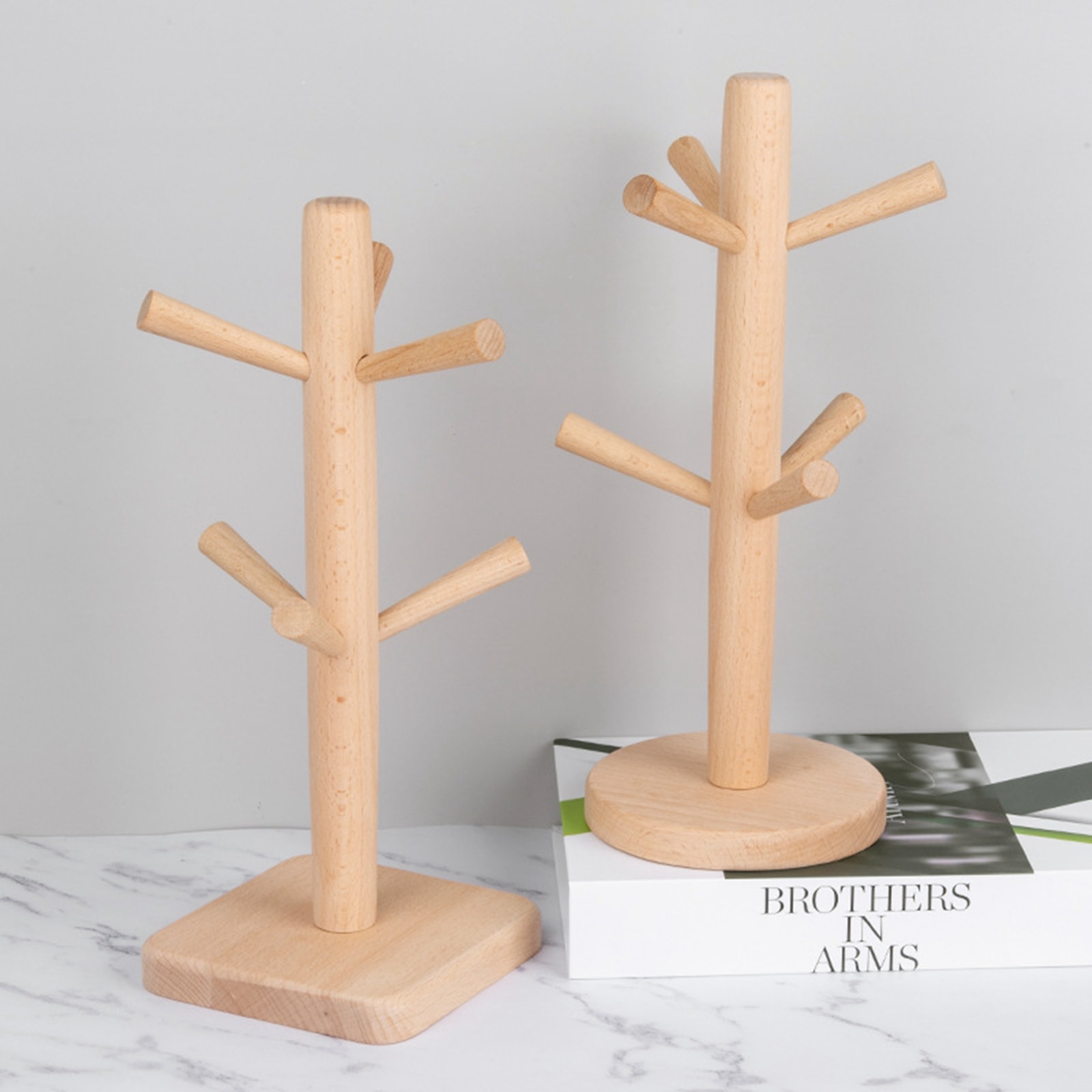 Mug Holder Tree, Wooden Cup Holder Mug Tree Holder Rack Tabletop Holder, Tea Coffee Mug Hooks Mug Cup Tree Storage Display Stand