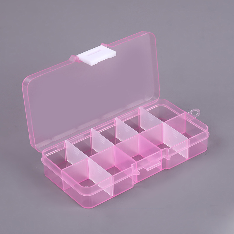 10 siatek Organizer na paznokcie Pudełko do przechowywania Narzędzie Wybierz regulowany Manicure Biżuteria Udekoruj Nail Art Tipsy Pojemnik do przechowywania: żółte światło