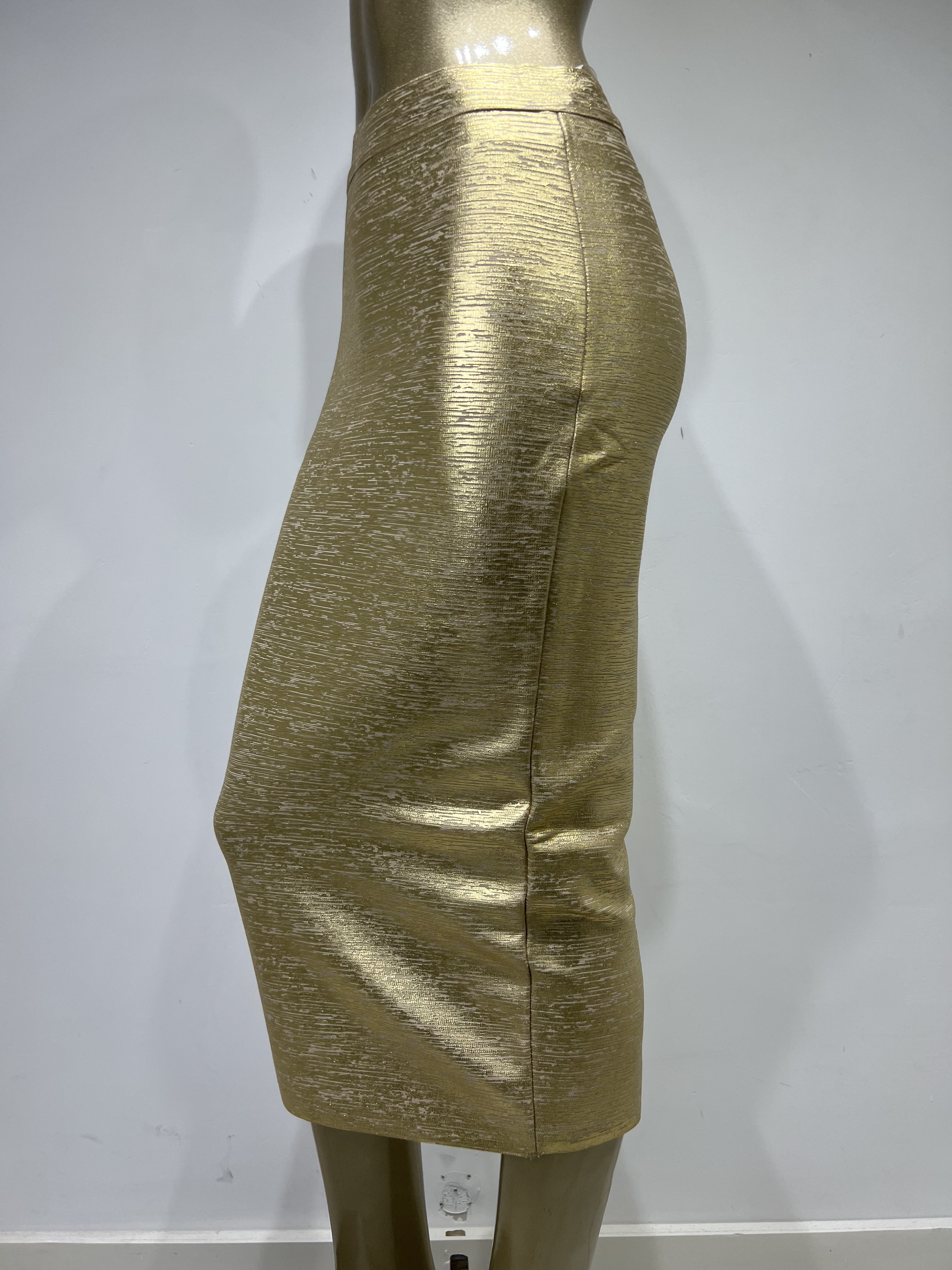 Sexede guld-sølv bandage-nederdele til kvinder, high street-kjoler med kendisser, strikkede bodycon-midi-blyantnederdele 78cm