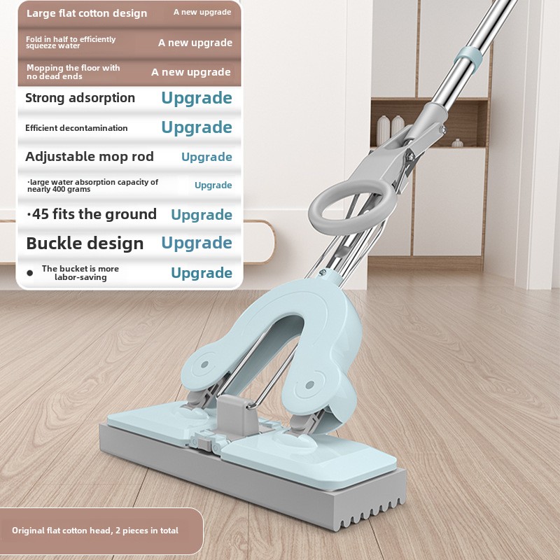 Handsfree Spons Mop voor Knijpen Water Huishoudelijke Mop Schoon Water Absorberende Mop Keuken Badkamer Schoonmaken Vloer Veegmachine: YELLOW