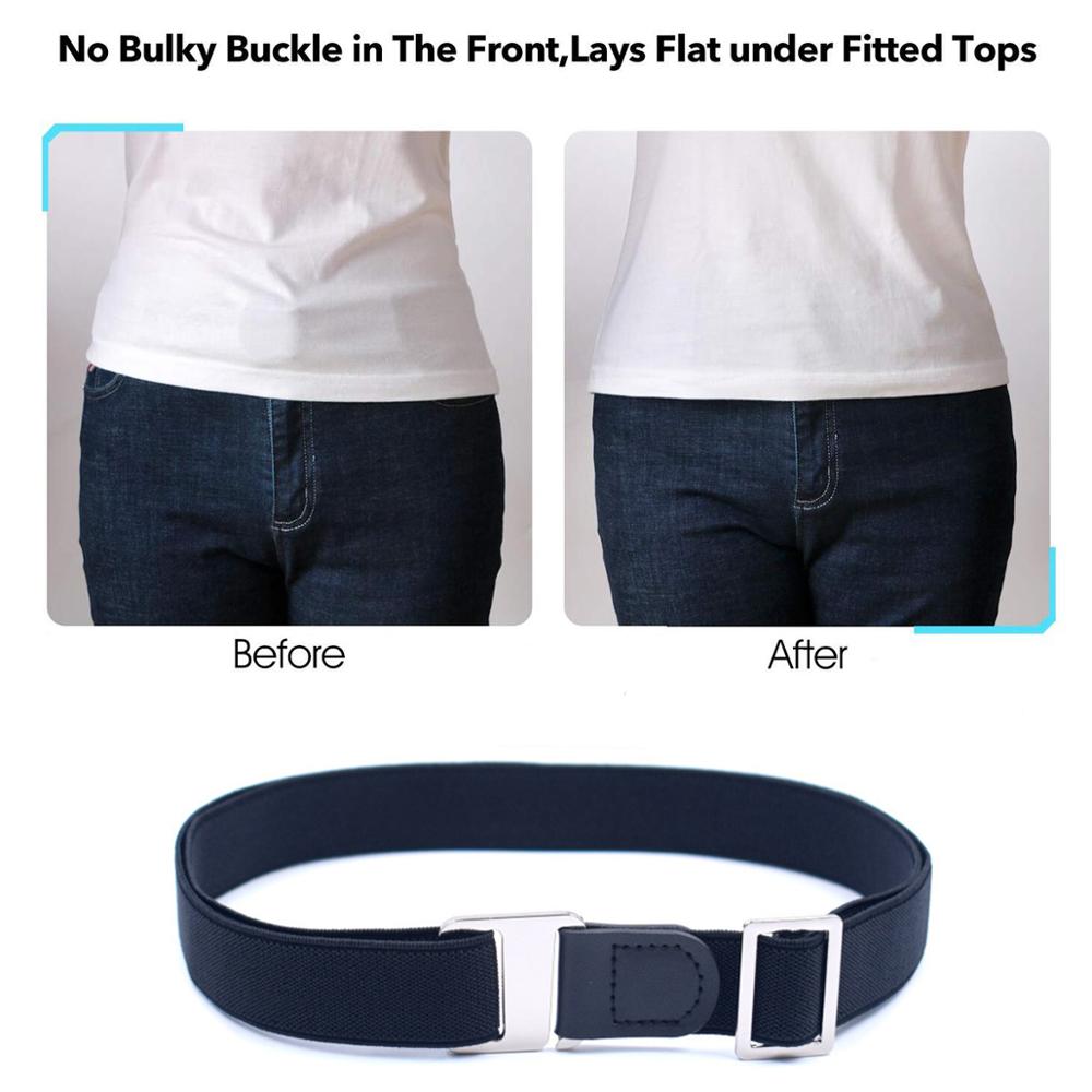 Onzichtbare stretchriem voor dames, verstelbare elastische riem in grote maten met platte gesp voor jeans.