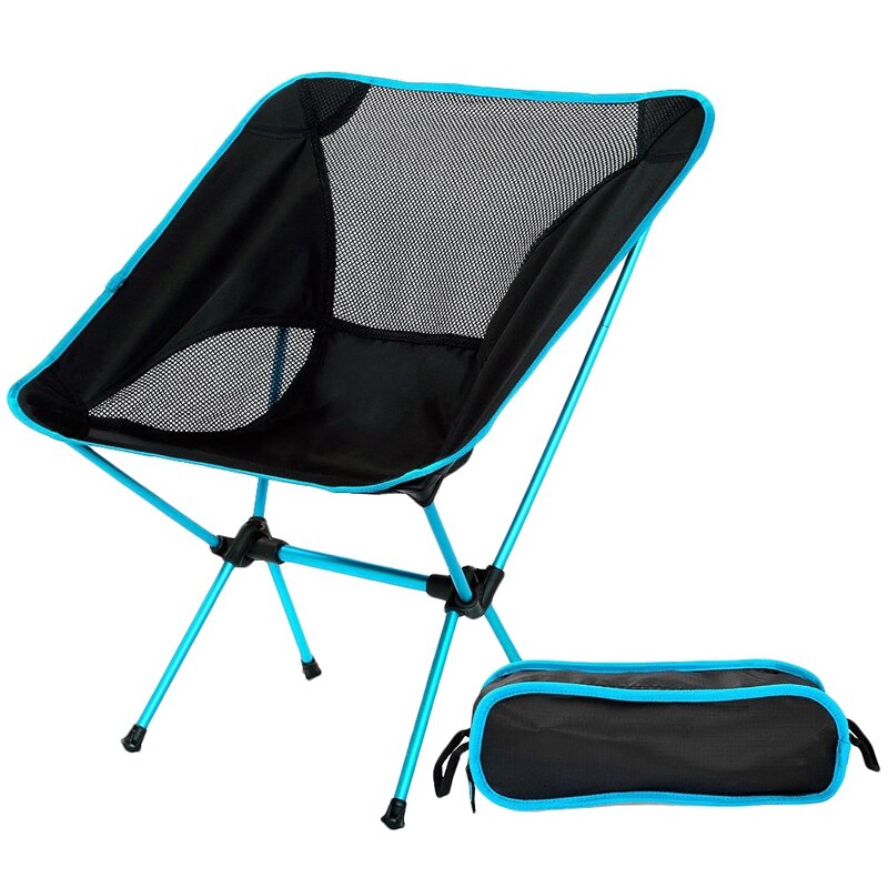 2 stk ultralette klapstol med bæretaske bærbar strand solbad picnic grill campingstole - orange & himmelblå